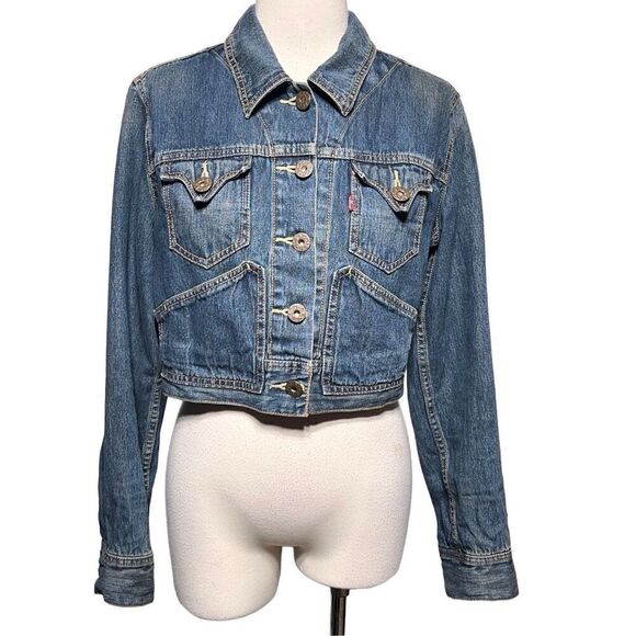 Levi's Cropped Denim Jacket  Medium - Picture 1 of 4